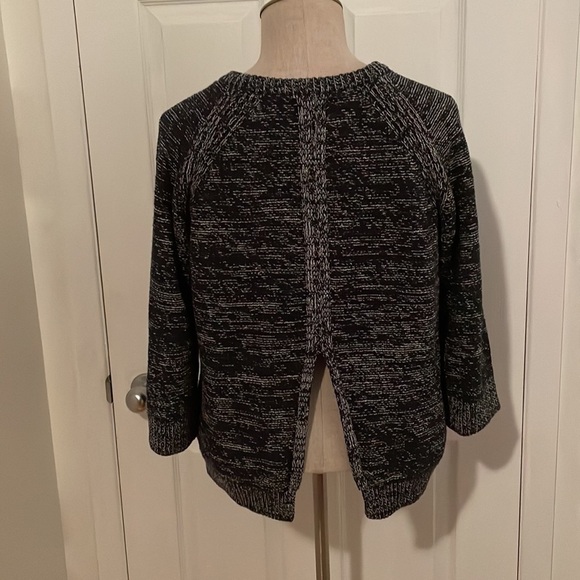 Massimo Dutti Blue/Grey Heavy Knit Marled Split Back 3/4 Sleeve Sweater Sz Sm - Picture 6 of 10